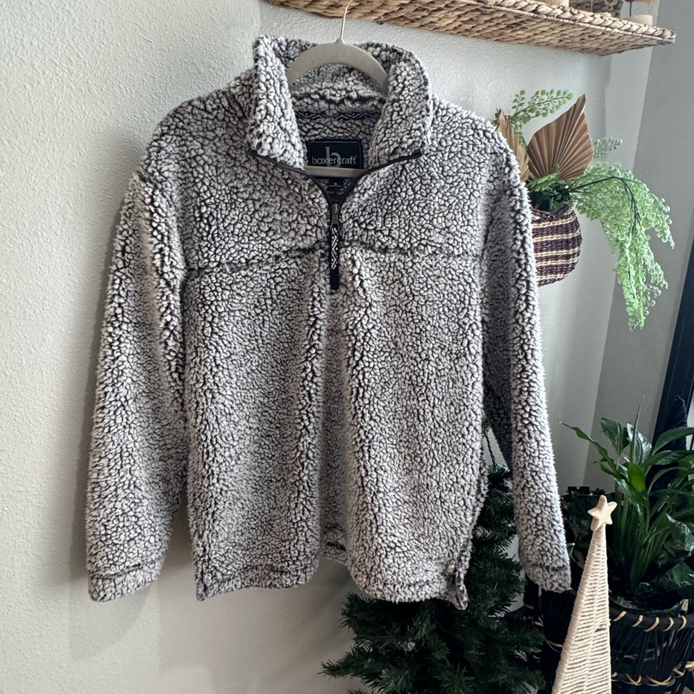 Boxercraft Men's Zip Up Sweater - Black/Gray and White